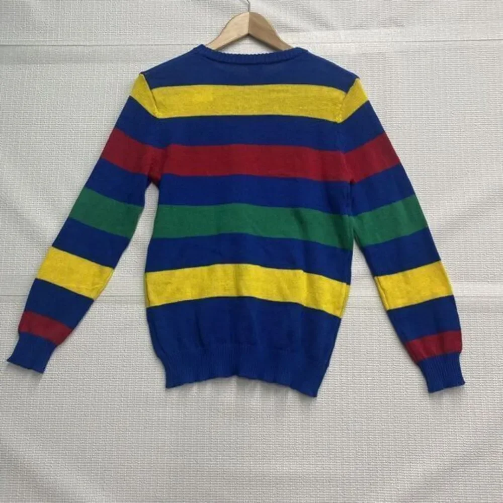 Disney 100 Mickey Mouse Multi Color Striped Knit Sweater Youth Kids‎ L  Pullover